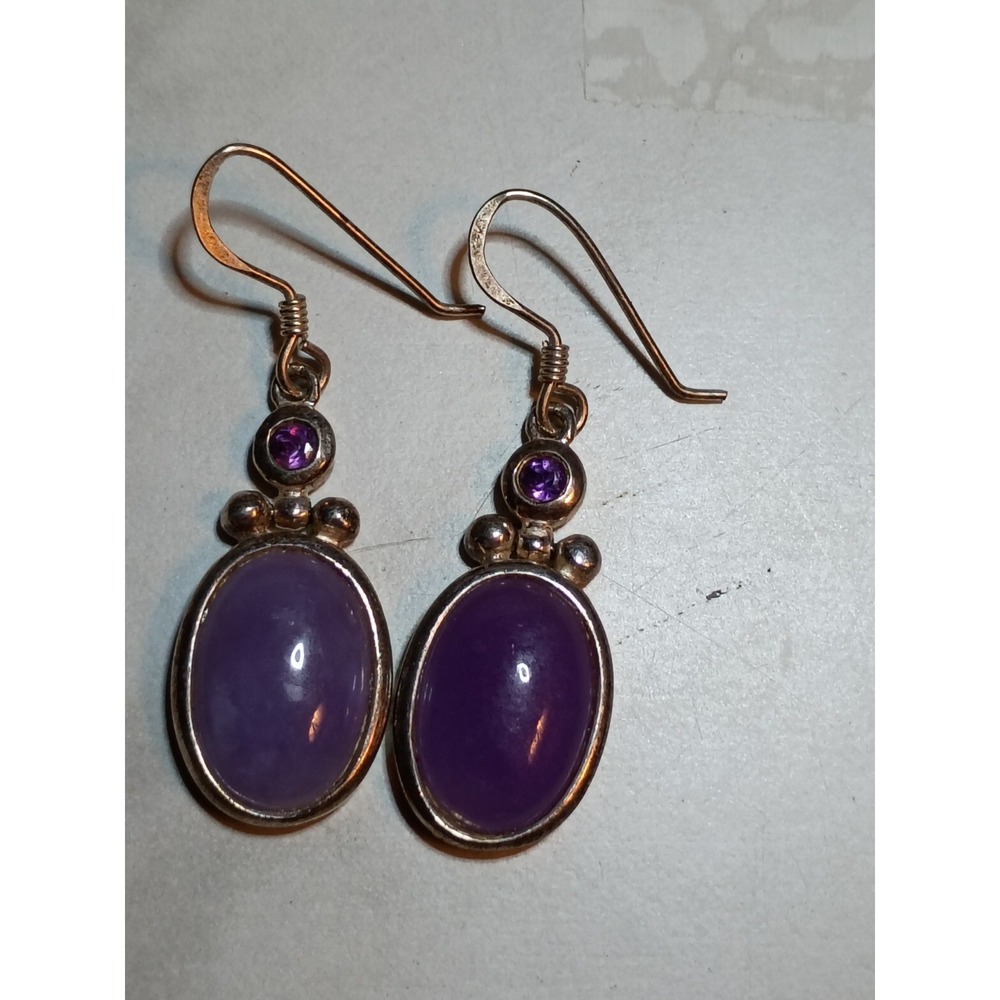 Handcrafted Natural Amethyst & Sterling Silver 925 Dangle Earrings